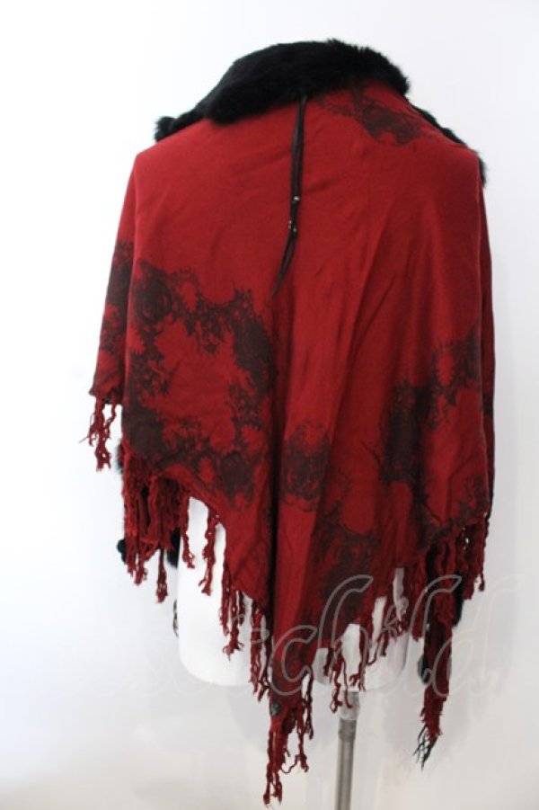 画像5: KMRii / MAGNOLIA FUR LEATHER STOLE ストール  レッドｘブラック O-25-02-28-121-KM-za-YM-ZT342 (5)
