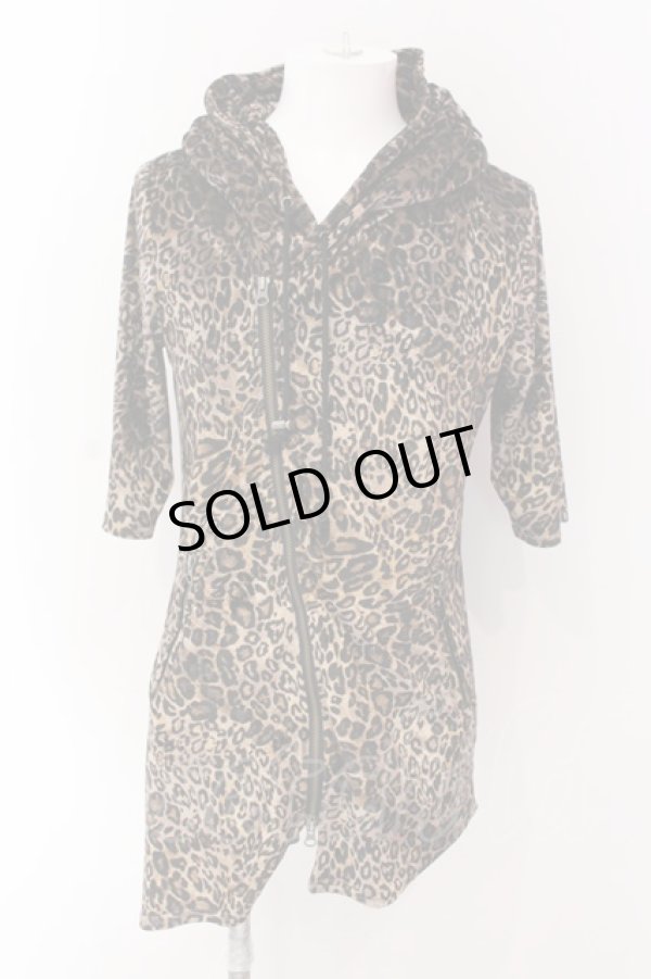 画像1: CIVARIZE / Greed アシンメトリーデザインクラッシュベロア5分袖パーカー 46 レオパード O-25-03-09-036-CI-to-YM-ZT354 (1)