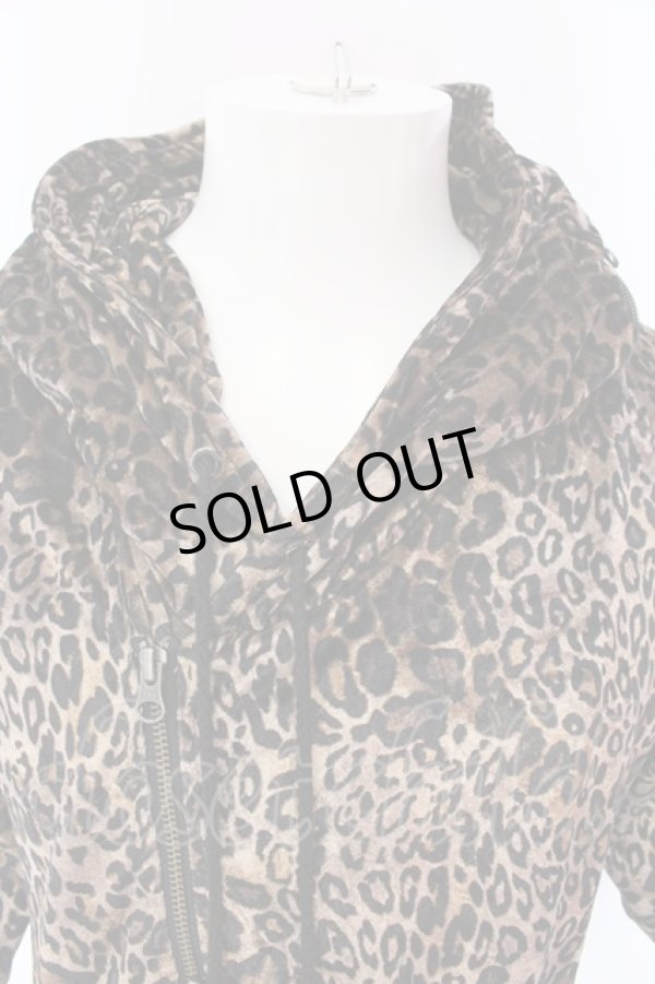 画像2: CIVARIZE / Greed アシンメトリーデザインクラッシュベロア5分袖パーカー 46 レオパード O-25-03-09-036-CI-to-YM-ZT354 (2)