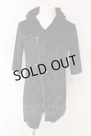 画像: CIVARIZE / Greed アシンメトリーデザインクラッシュベロア5分袖パーカー 46 ブラック O-25-03-09-037-CI-to-YM-ZT354