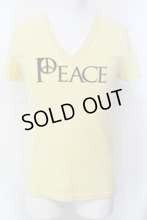 画像: NO ID. / PEACE VネックTシャツ 1 イエロー O-25-04-06-040-NO-ts-YM-ZT267