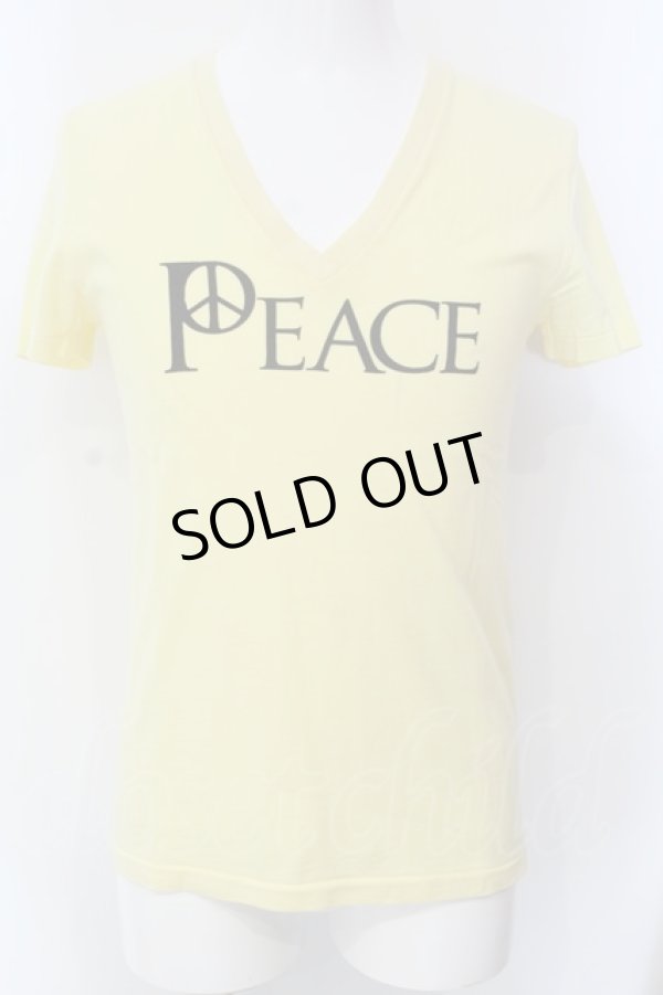 画像1: NO ID. / PEACE VネックTシャツ 1 イエロー O-25-04-06-040-NO-ts-YM-ZT267 (1)