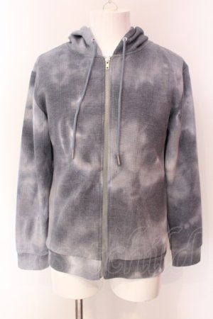画像: CavariA / ムラ染めワッフルパーカー 44 ブルーグレイ O-25-04-10-061-Ca-to-YM-ZT091