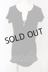 画像: IFSIXWASNINE / LACE UP/HS/M　ストライプTシャツ【メンズ1】 1 ブラック O-25-04-10-011-IF-to-YM-OS