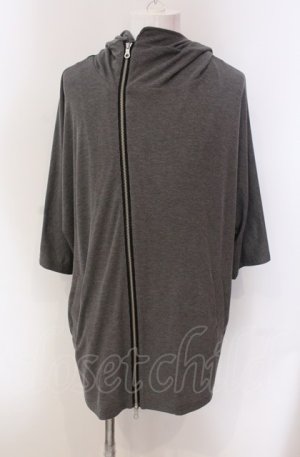 画像: NO ID. BLACK / テレコドルマンスリーブZIPパーカー ONE グレー O-25-05-18-038-NO-to-YM-ZT0521A