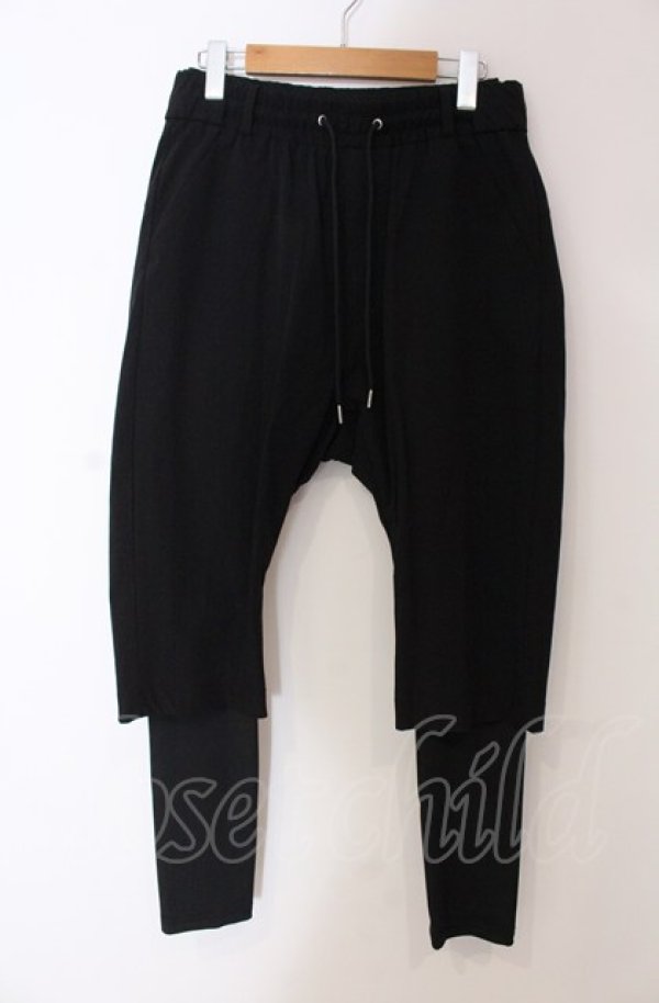 画像1: NO ID. BLACK / ストレッチレイヤードサルエルクロップドパンツ 2 ブラック O-25-05-18-054-NO-pa-YM-ZT0521A (1)