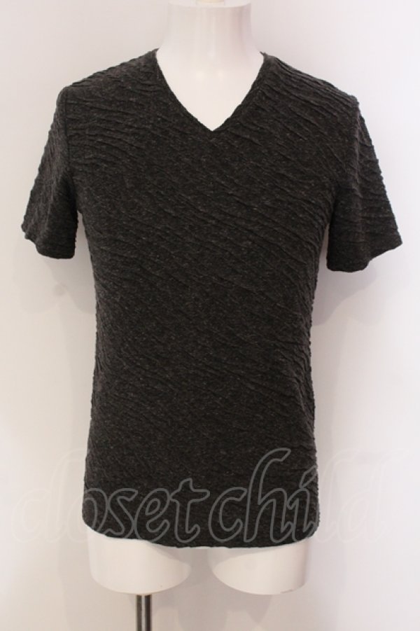 画像1: Rings / 立体パイルVネックTシャツ M グレー O-25-05-22-025-RI-ts-YM-OS (1)