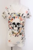 画像1: CIVARIZE / BitingフラワースカルVネックTシャツ 44 ホワイト O-25-05-22-032-CI-ts-YM-OS (1)