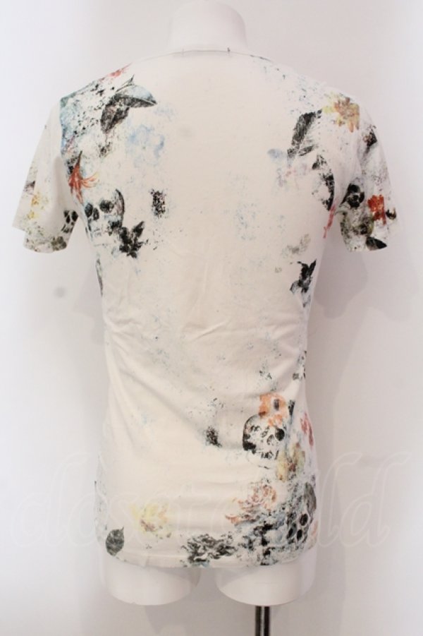 画像2: CIVARIZE / BitingフラワースカルVネックTシャツ 44 ホワイト O-25-05-22-032-CI-ts-YM-OS (2)