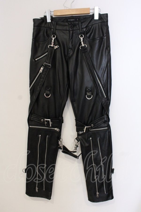 画像1: CIVARIZE / PUボンテージスキニーパンツ 42 ブラック O-25-05-25-034-CI-pa-YM-OS (1)