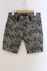 画像: NO ID. / ペイズリーストレッチショートパンツ 1 ブラックｘホワイト（真っ白でない） O-25-05-25-041-NO-pa-YM-ZT368