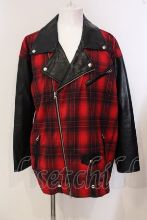 画像: CIVARIZE / PUドッキングライダースジャケット F ブラックｘレッド O-25-05-25-021-CI-ou-YM-OS