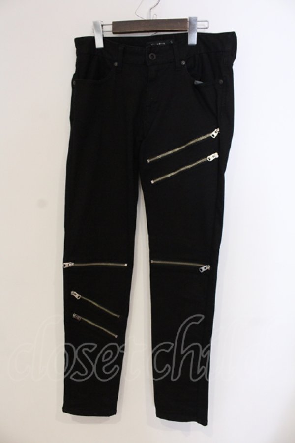 画像1: CIVARIZE / Gunsジップデザインスキニーパンツ 42 ブラック O-25-05-25-029-CI-pa-YM-OS (1)