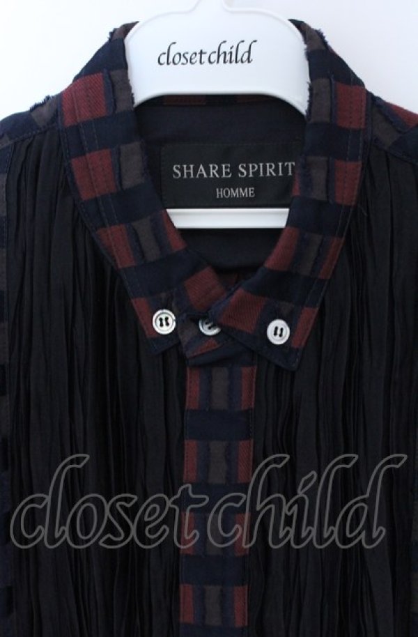 画像2: SHARE SPIRIT / タックチェックシャツ 46 レッド O-25-05-31-059-SH-sh-YM-OS (2)