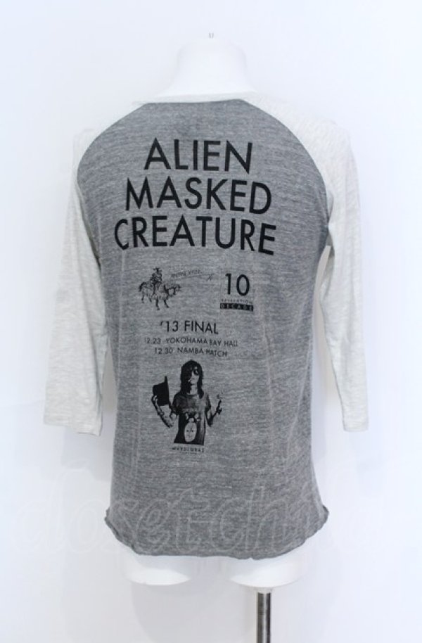 画像2: MARDI GRAS / ALIEN MASKED CREATURE ラグラン五分袖カットソー  グレー O-25-05-31-014-MA-ts-YM-ZT333 (2)