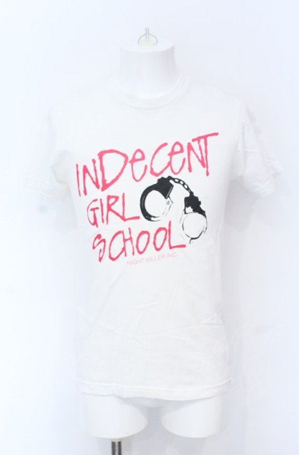 画像1: NIGHT KILLER INC / INDECENT GIRL SCHOOL Tシャツ S ホワイト O-25-05-31-020-NI-ts-YM-OS (1)