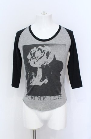 画像: NIGHT KILLER INC / FOREVER LOVE 六分袖ラグランカットソー M ブラックｘグレー O-25-05-31-003-NI-ts-YM-OS