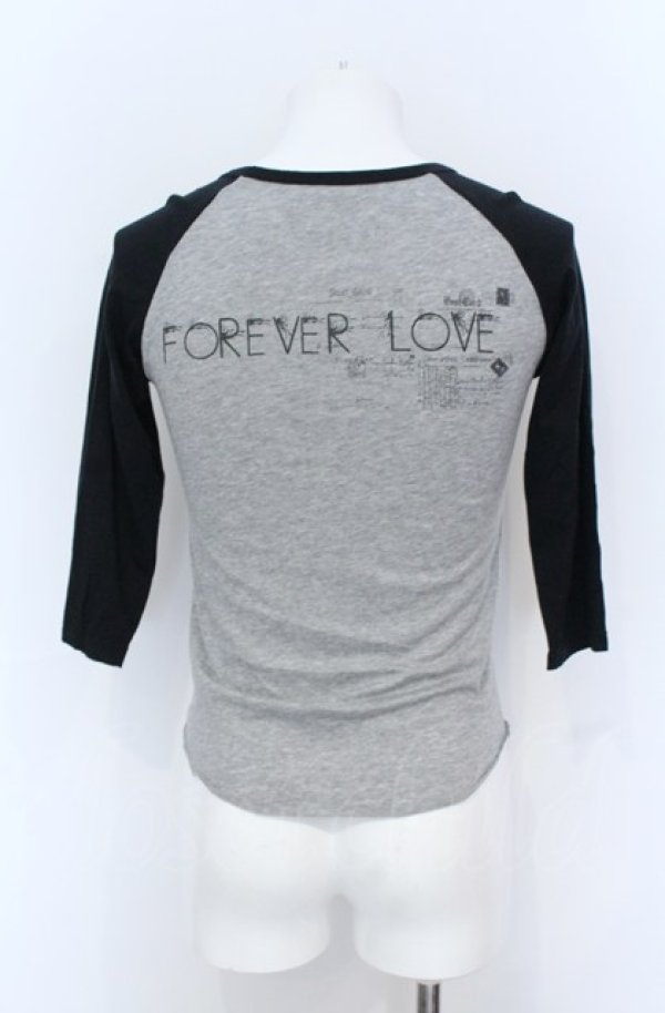 画像2: NIGHT KILLER INC / FOREVER LOVE 六分袖ラグランカットソー M ブラックｘグレー O-25-05-31-003-NI-ts-YM-OS (2)