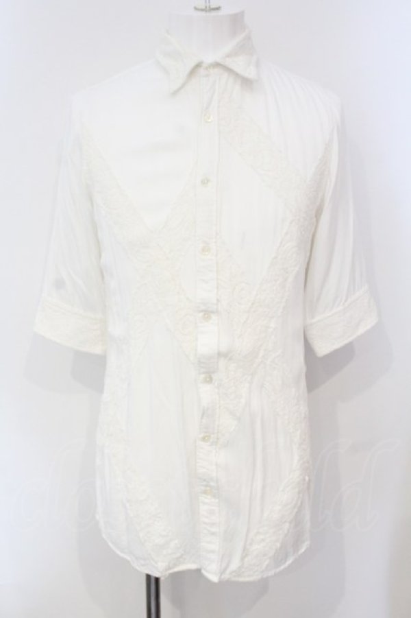 画像1: CIVARIZE / Cunningレース切り替えロングシャツ 44 ホワイト O-25-06-03-003-CI-sh-YM-ZT332 (1)