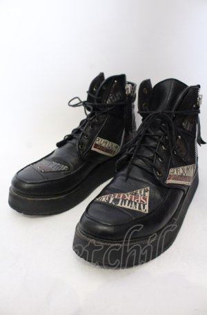 画像: 14th Addiction / PATCH BOOTS　ブーツ 41（約27.5cm） ブラック O-25-06-22-024-14-sho-YM-OS
