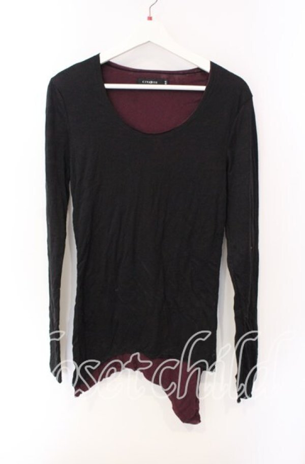 画像1: CIVARIZE / Teaseレイヤードイレヘムカットソー 44 ブラックｘパープル O-25-08-24-025-CI-to-YM-OS (1)