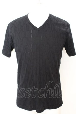 画像: TORNADO MART / ダイヤプリーツタックJQ半袖Vネックカットソー(マスキュリン) M ブラック O-25-09-04-012-TO-ts-YM-OS