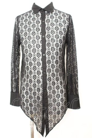 画像: CIVARIZE / Voluptucas レース花柄変型デザインシャツ 46 ブラック O-25-09-06-026-CI-sh-YM-OS