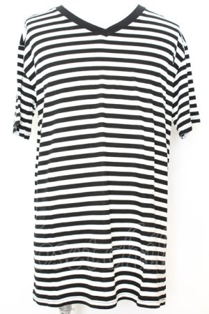 画像: Moonage Devilment / ボーダーVネック Tシャツ 46 ホワイト O-25-09-16-030-Mo-ts-YM-OS