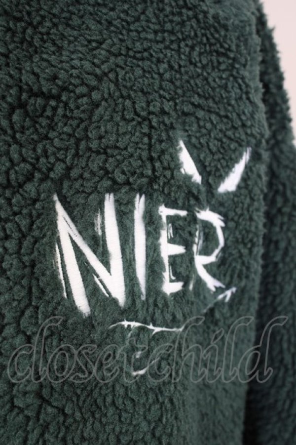 画像4: 【セール】NieR Clothing / アウター.ロゴ刺繍もこもこ F グリーン T-24-02-14-003-Ni-ou-OW-ZT351 (4)