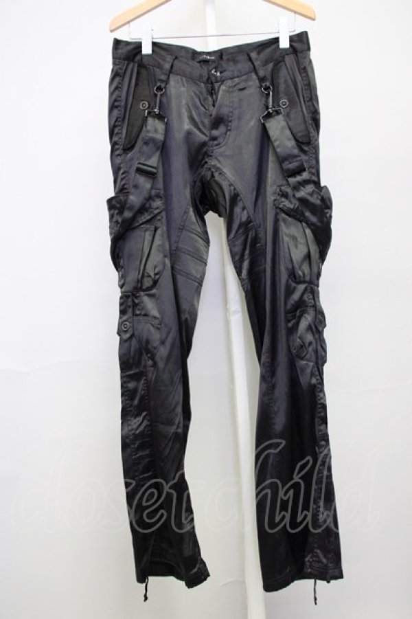画像1: CIVARIZE / Hooliganサテンカーゴパンツ 46 ブラック T-25-01-15-028-CI-pa-YM-ZT251 (1)