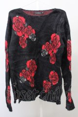 画像: CIVARIZE / ローズジャガードモヘアニットソー 44 ブラックｘレッド T-25-02-20-002-CI-to-YM-ZT001
