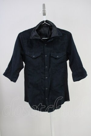 画像: CIVARIZE / レイヤード2枚衿フェイクスウェードシャツ 44 ブラック T-25-06-27-009-CI-sh-YM-ZT
