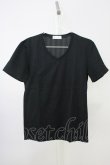 画像1: Zero by TORNADO MART / ランダムストライプVネックTシャツ M ブラック T-25-07-08-011-Ze-ts-YM-ZT172 (1)