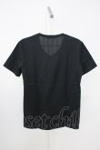 画像2: Zero by TORNADO MART / ランダムストライプVネックTシャツ M ブラック T-25-07-08-011-Ze-ts-YM-ZT172 (2)