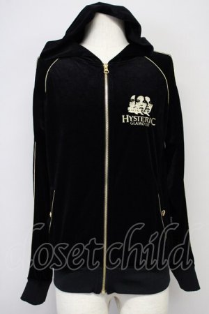画像: HYSTERIC GLAMOUR / ベルベットパーカー S ブラックｘゴールド T-25-07-25-022-HY-to-YM-ZT