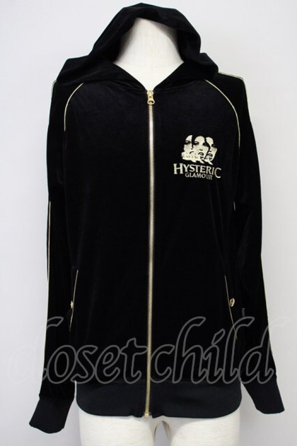 画像1: HYSTERIC GLAMOUR / ベルベットパーカー S ブラックｘゴールド T-25-07-25-022-HY-to-YM-ZT (1)