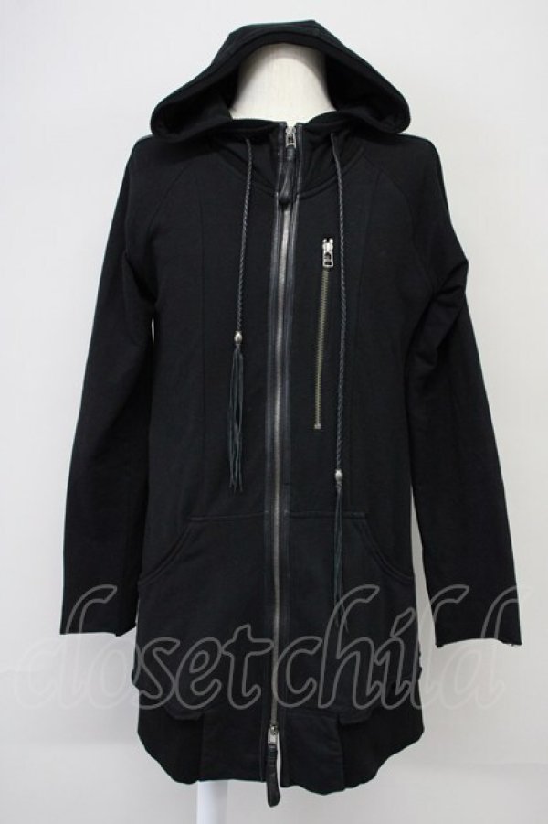 画像1: KMRii / Pocket Leather Piping Hoodie　パーカー 1 ブラック T-25-07-25-023-KM-to-YM-ZT (1)