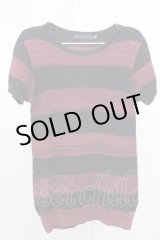 画像: FUGA / Analysis ボーダー柄サマーニットTシャツ 44 レッド T-25-07-25-002-FU-ts-YM-ZT