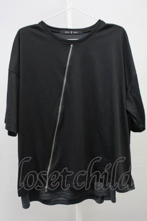 画像: NO ID. BLACK /  レイヤードスラッシュZIP BIG Tシャツ ONE ブラックｘグレー T-25-07-30-005-NO-to-YM-ZT