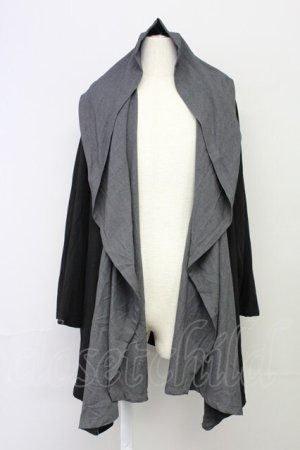 画像: NO ID. BLACK / ドレープフードガウン ONE グレーｘブラック T-25-07-30-012-NO-to-YM-ZT