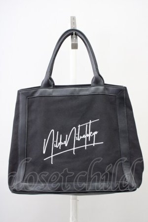 画像: NIL DUE / NIL UN TOKYO / LEATHER MASKING CANVAS TOTE バッグ（L）  ブラック T-25-08-29-019-NI-ba-YM-ZT