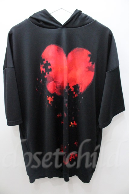 【SALE】anko ROCK パーカー.退廃ハートうさ耳プルオーバー /ブラック/F
