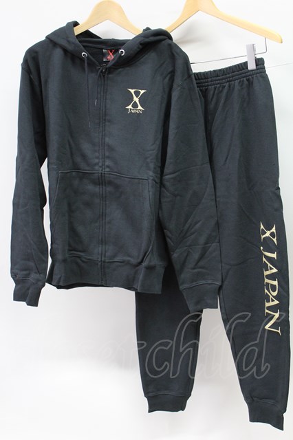 【SALE】X JAPAN セットアップ.X JAPAN パーカー /ブラック×ゴールド/M