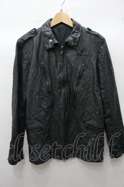 【SALE】attack the mind 7 ジャケット.WASH oxhide f-army レザー /ブラック/3  O-22-01-31-026-at-ja-YM-ZT-M130