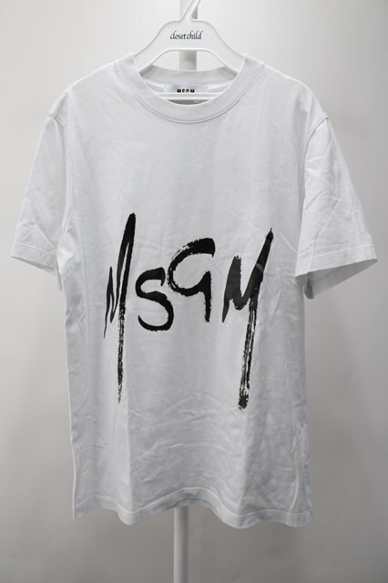 【SALE】MSGM Tシャツ.スプレーロゴ /ホワイト/M