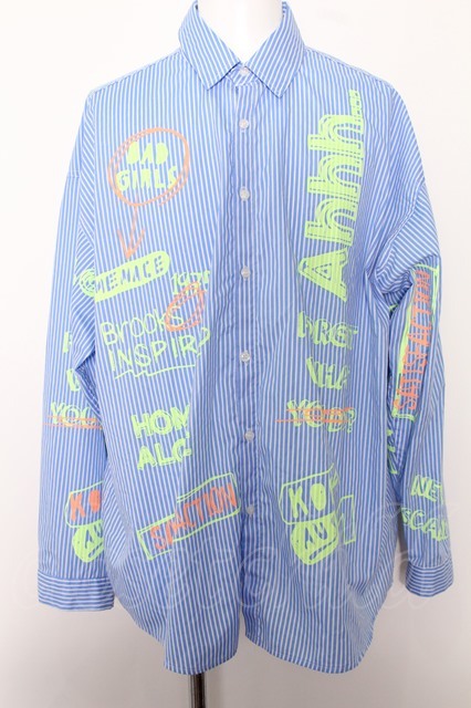 【SALE】2nd ARCHIVE シャツ.ペイントストライプ /サックス/ O-22-08-19-068w-1-sh-ET-m-YM-ZT366