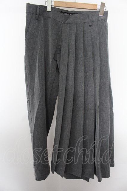 SALE】NO ID. BLACK パンツ.TRストレッチプリーツスキニートラウザーズ