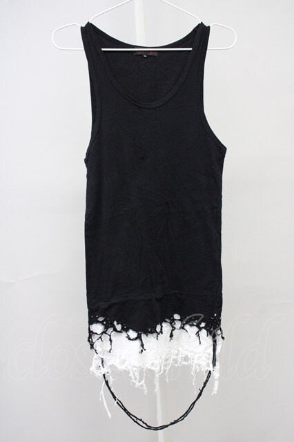 JURY BLACKダメージ レイヤード タンクトップ v系 お兄系 平成 JURY BLACK / オパールダメージレイヤードタンクトップ M